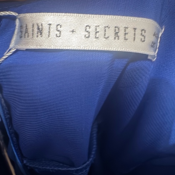 Saints + Secrets Cobalt Blue Ruched Bodycon Dress Size Small - Picture 5 of 7